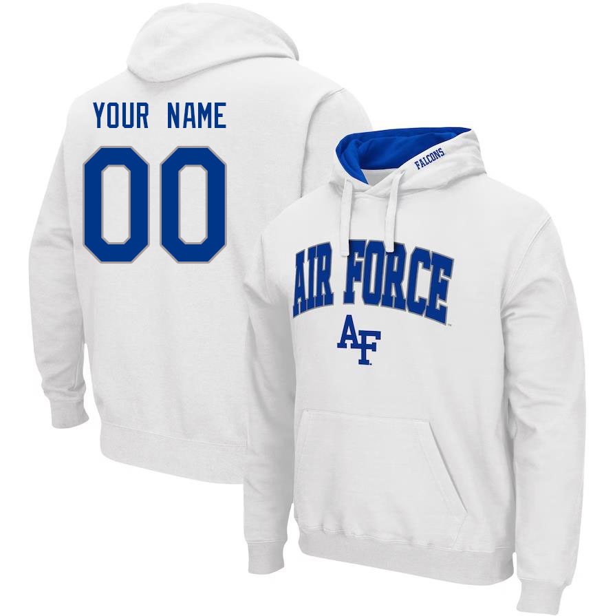Custom Air Force Falcons Name And Number White Hoodie - Click Image to Close